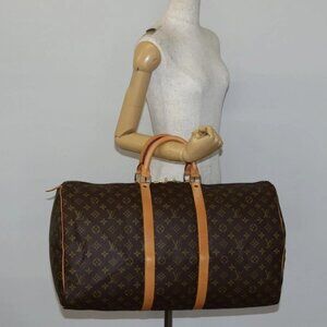 LOUIS VUITTON Monogram Keepall 55 Boston Bag M41424 LV Auth 143130V